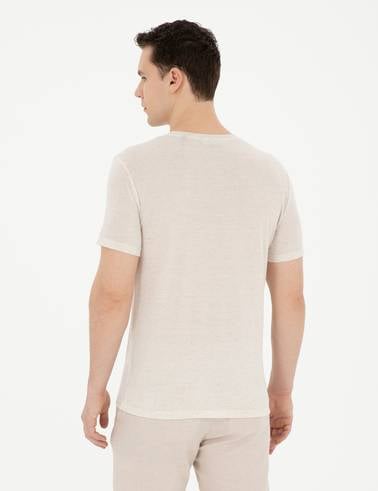 Bej Slim Fit Basic Tişört