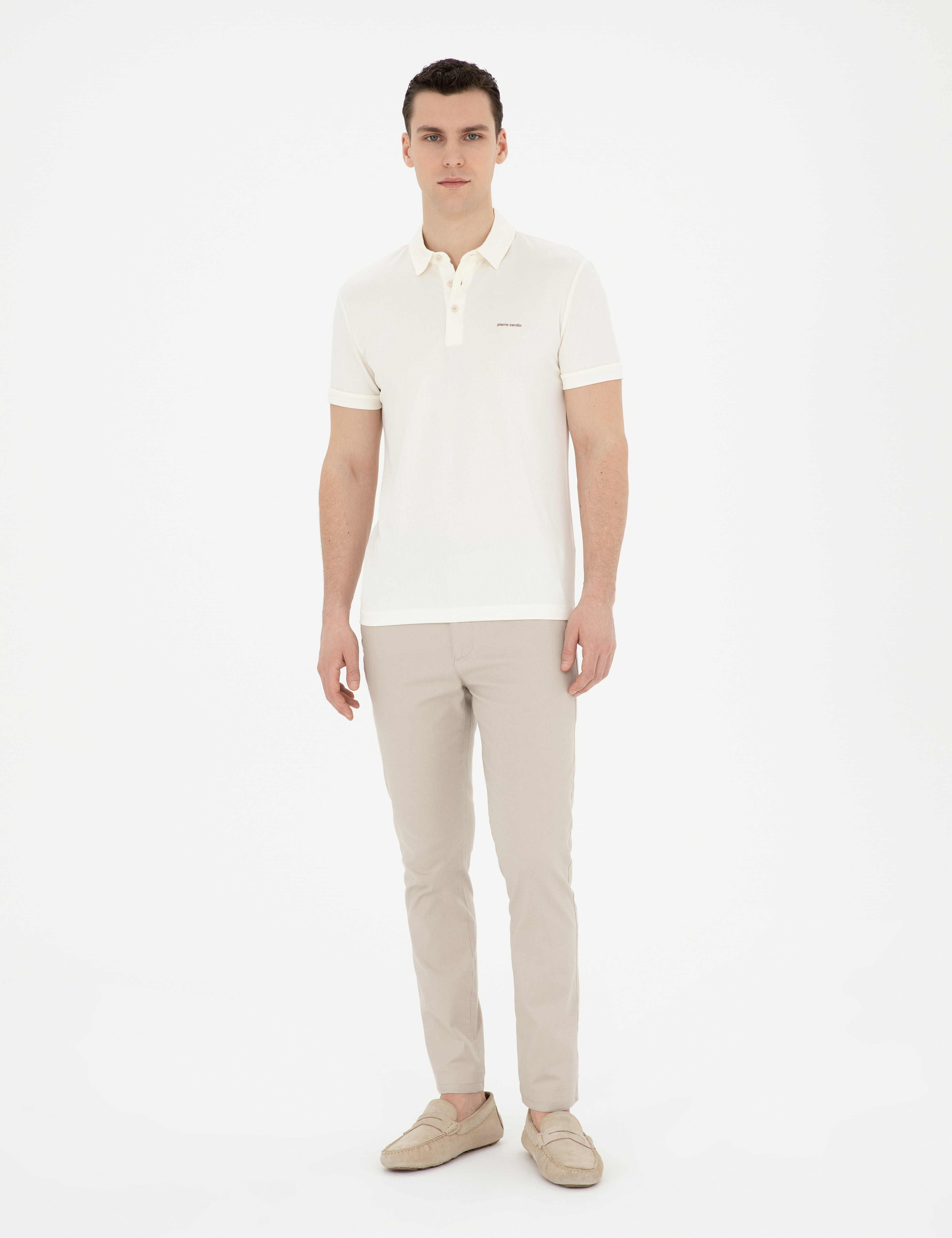 Bej Slim Fit Kanvas Pantolon - Image 1