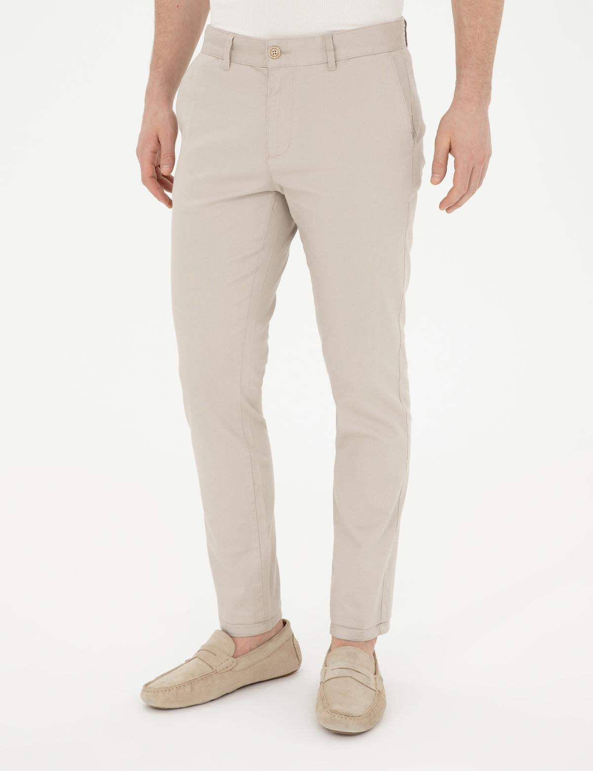 Bej Slim Fit Kanvas Pantolon - 50289194095