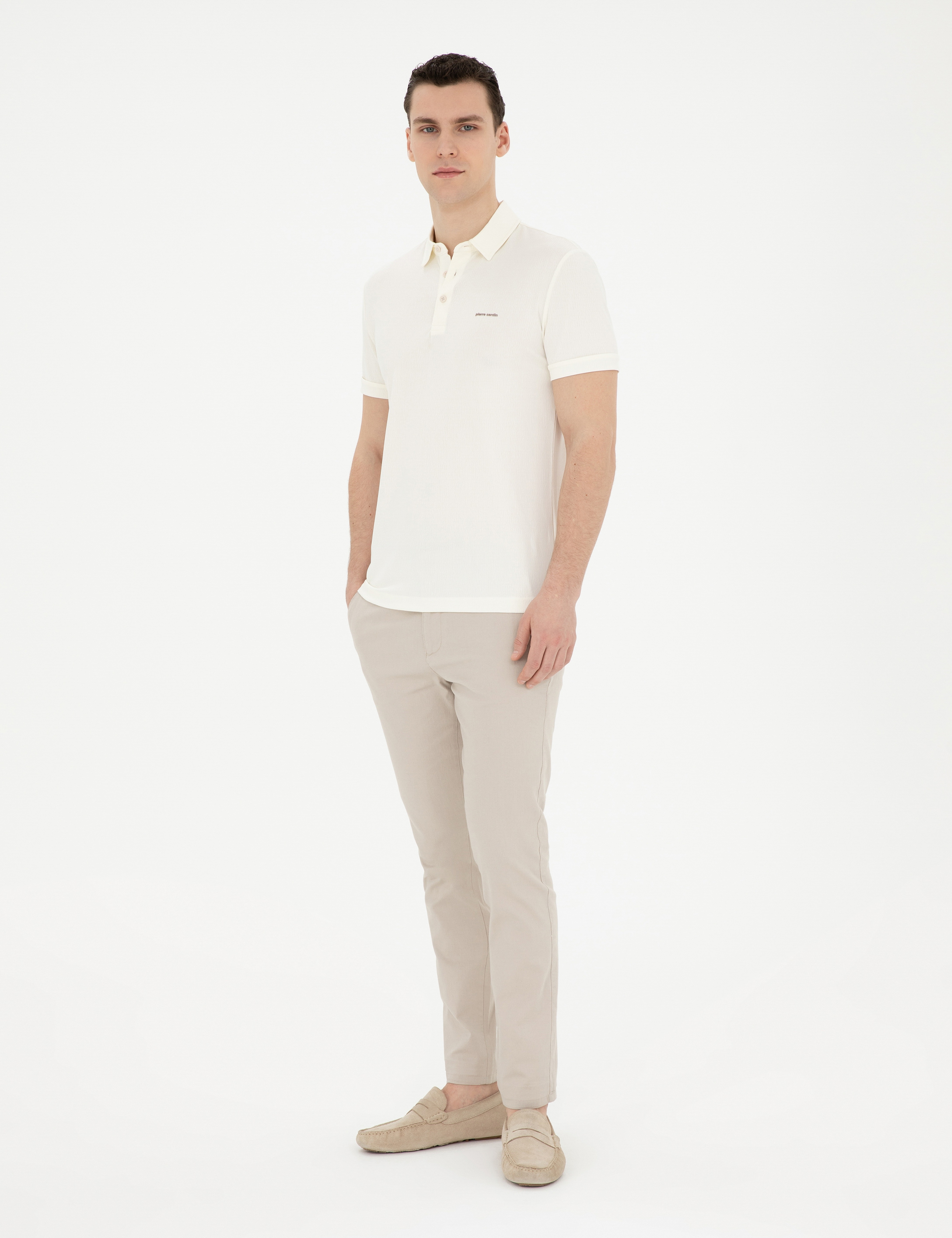 Bej Slim Fit Kanvas Pantolon - Image 3