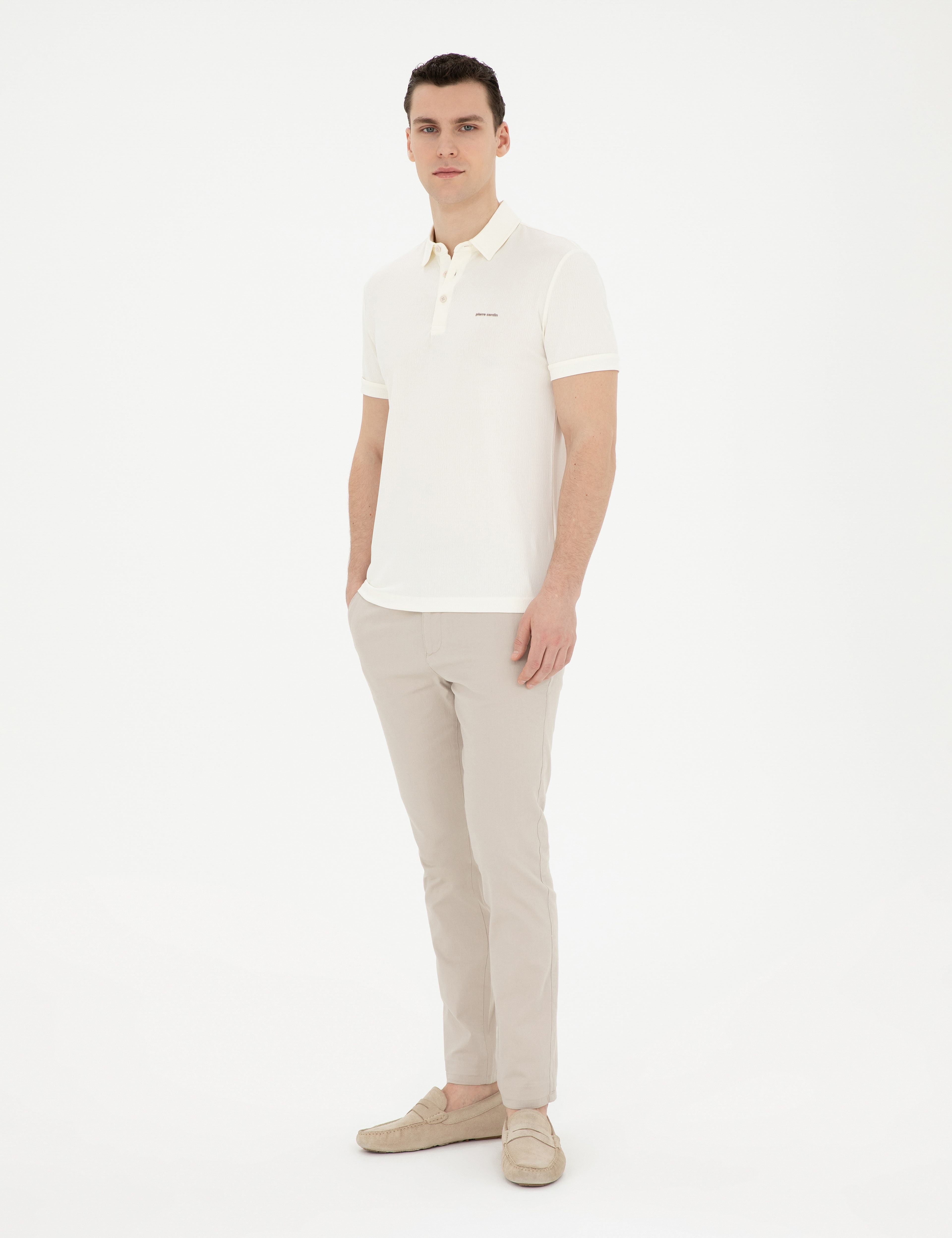 Bej Slim Fit Kanvas Pantolon