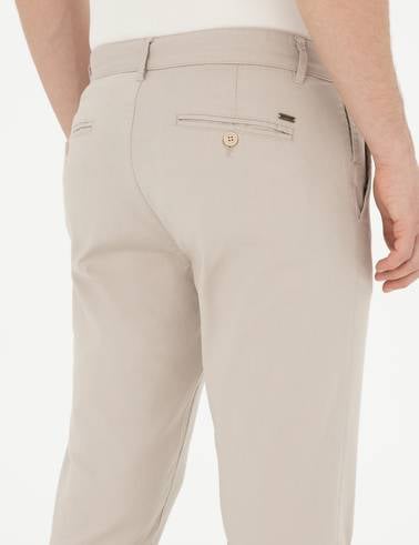 Bej Slim Fit Kanvas Pantolon