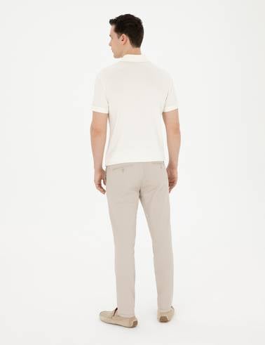 Bej Slim Fit Kanvas Pantolon