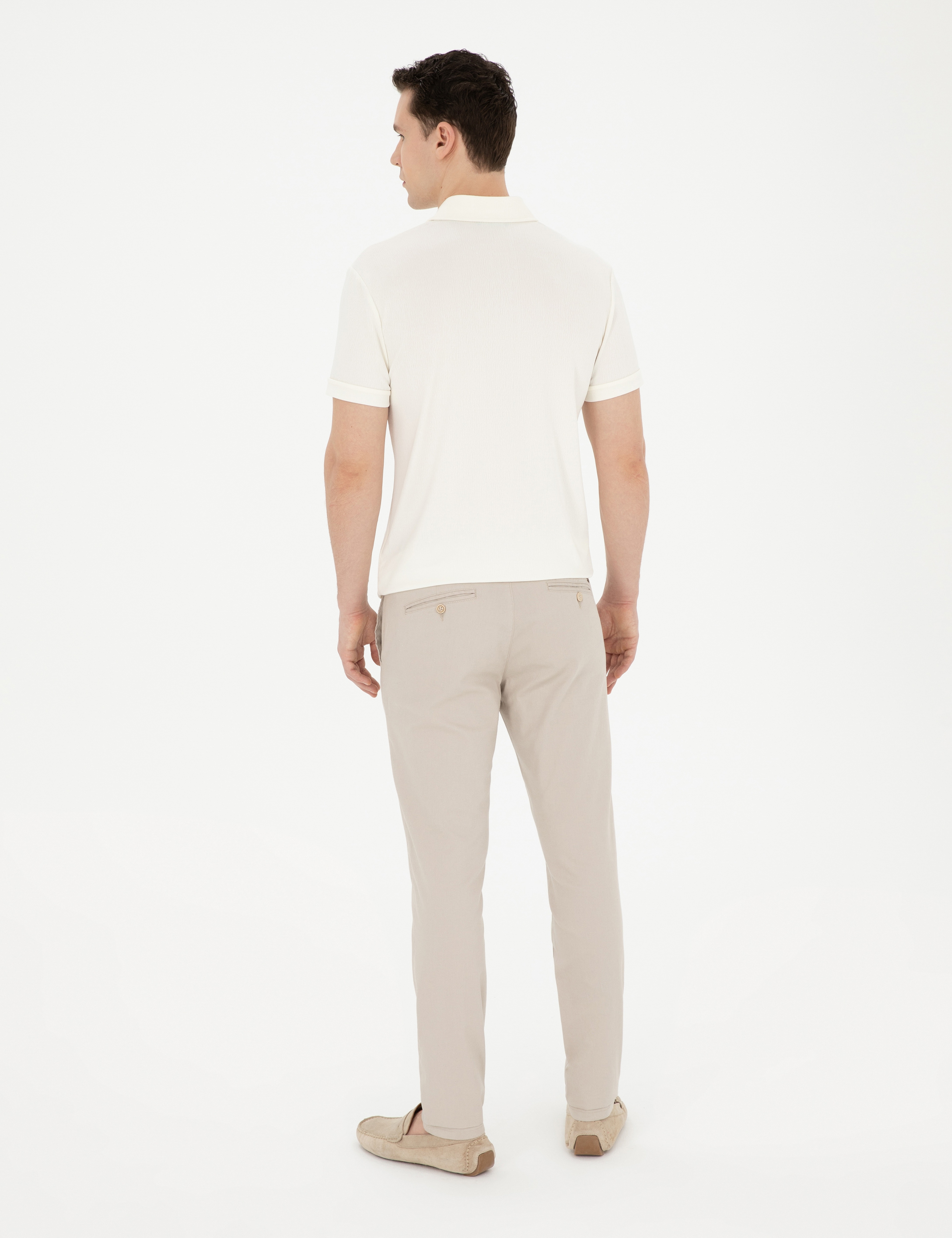 Bej Slim Fit Kanvas Pantolon - Image 4