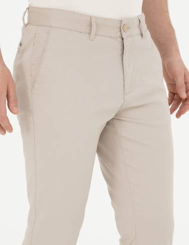 Bej Slim Fit Kanvas Pantolon