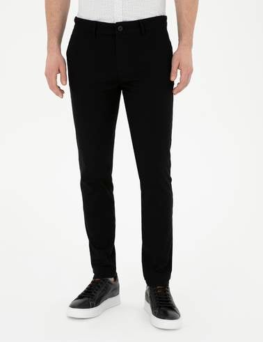 Siyah Slim Fit Kanvas Pantolon