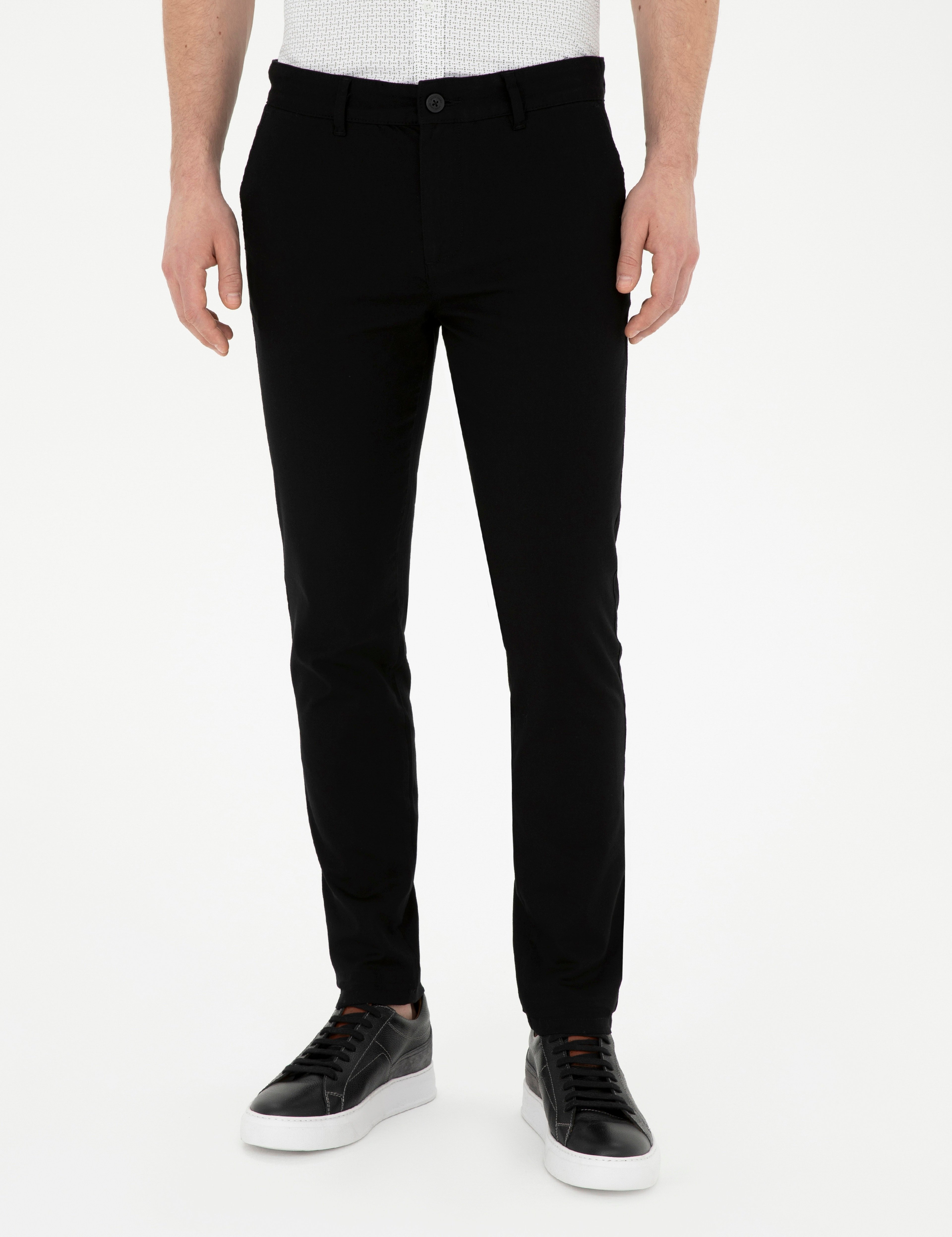 Siyah Slim Fit Kanvas Pantolon - Image 2