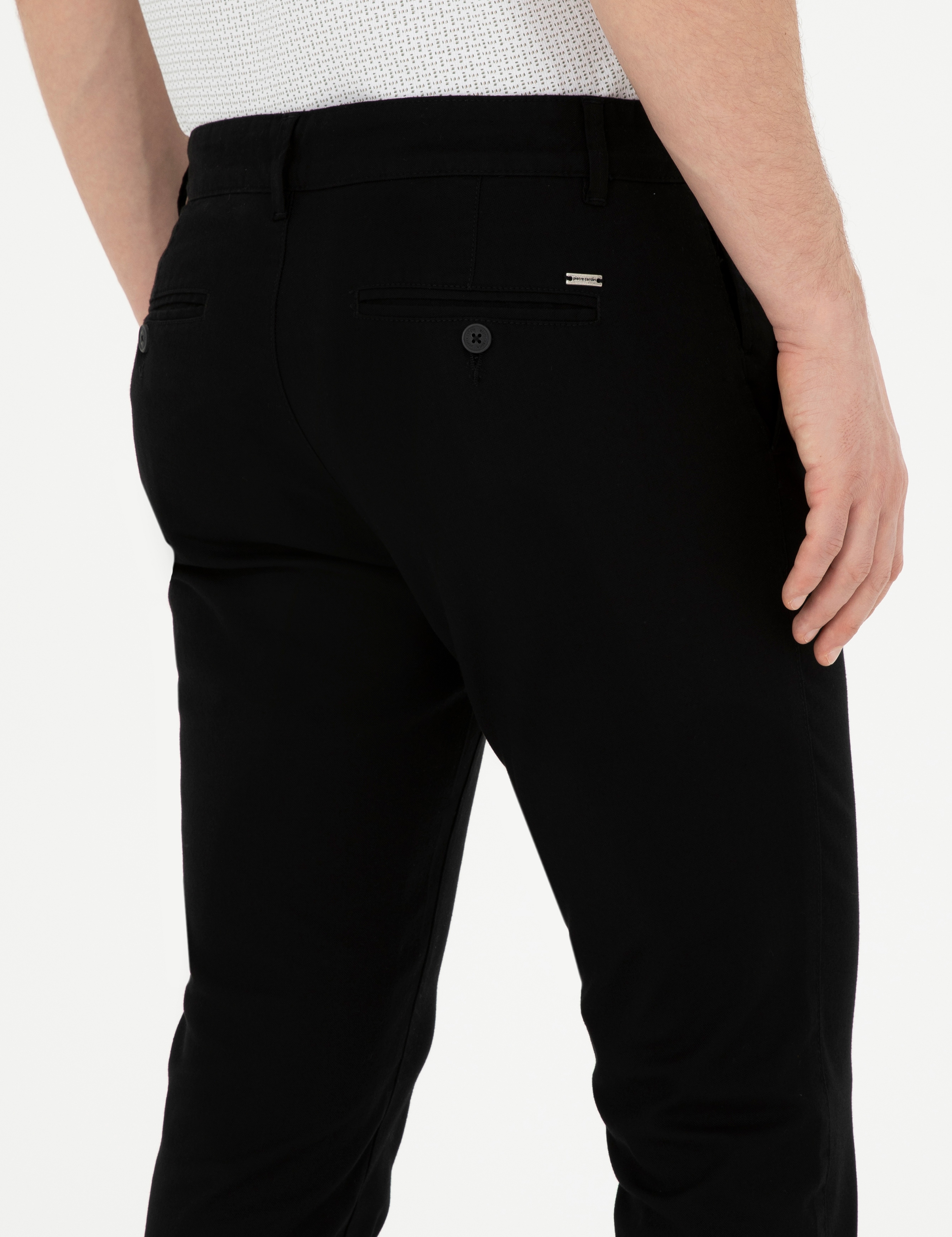 Siyah Slim Fit Kanvas Pantolon - Image 7