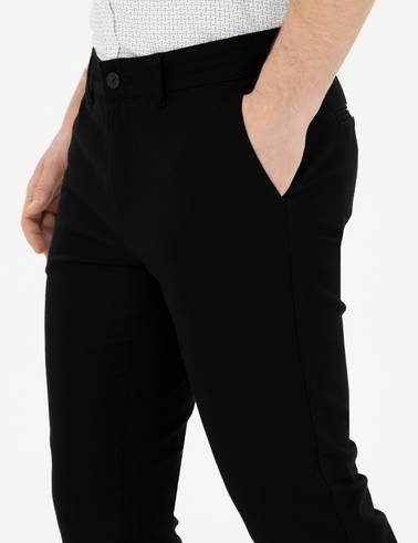 Siyah Slim Fit Kanvas Pantolon