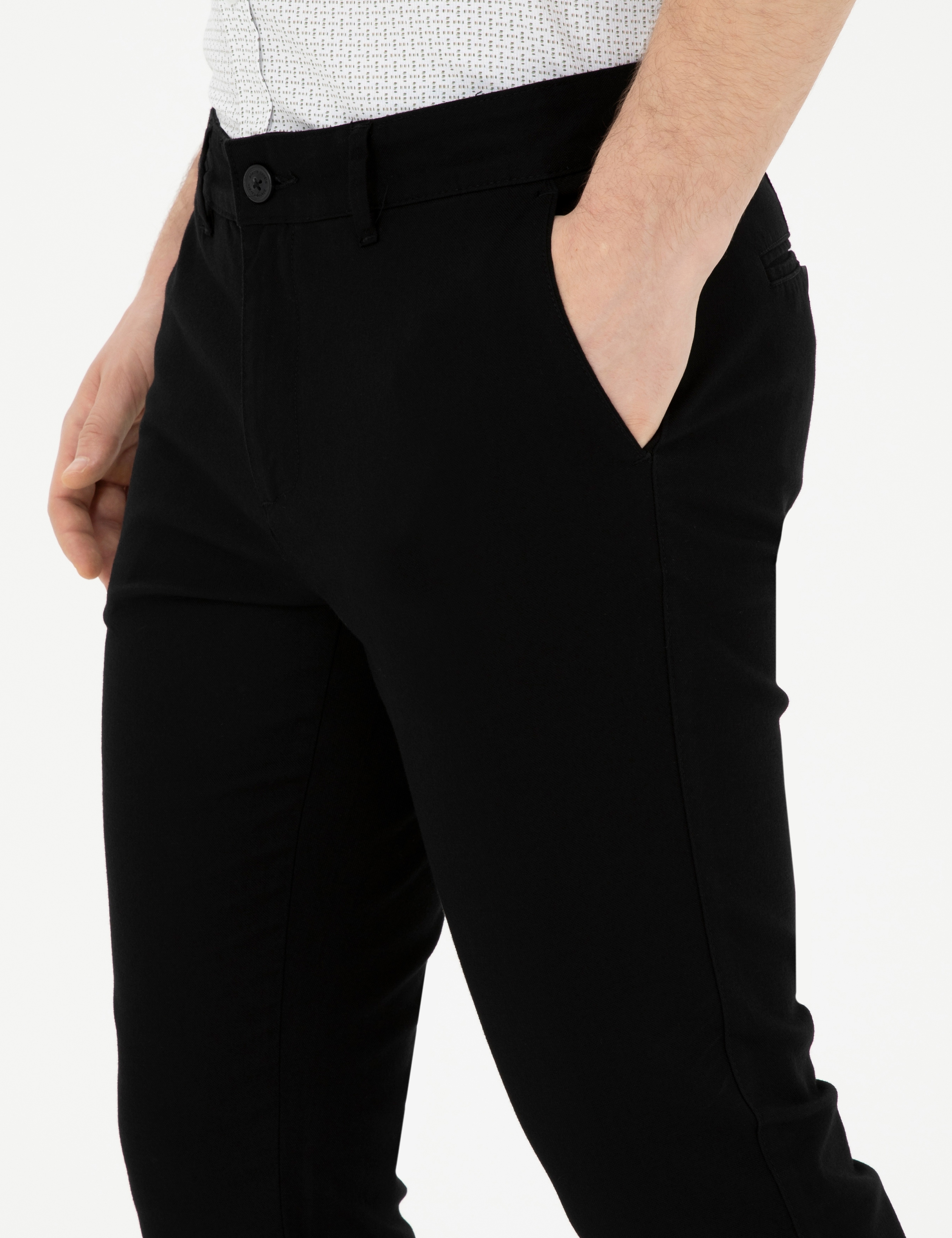 Siyah Slim Fit Kanvas Pantolon