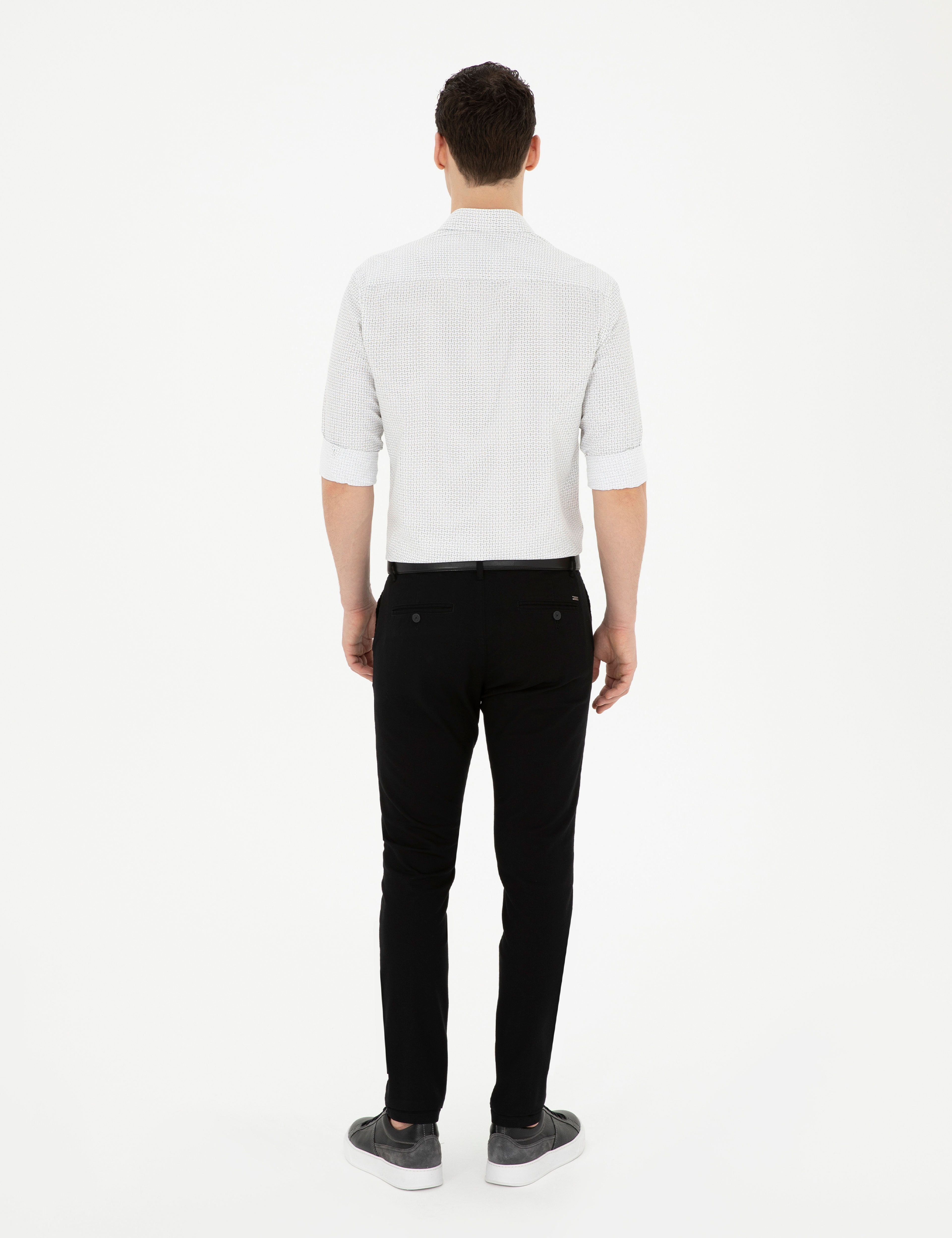 Siyah Slim Fit Kanvas Pantolon - Image 4