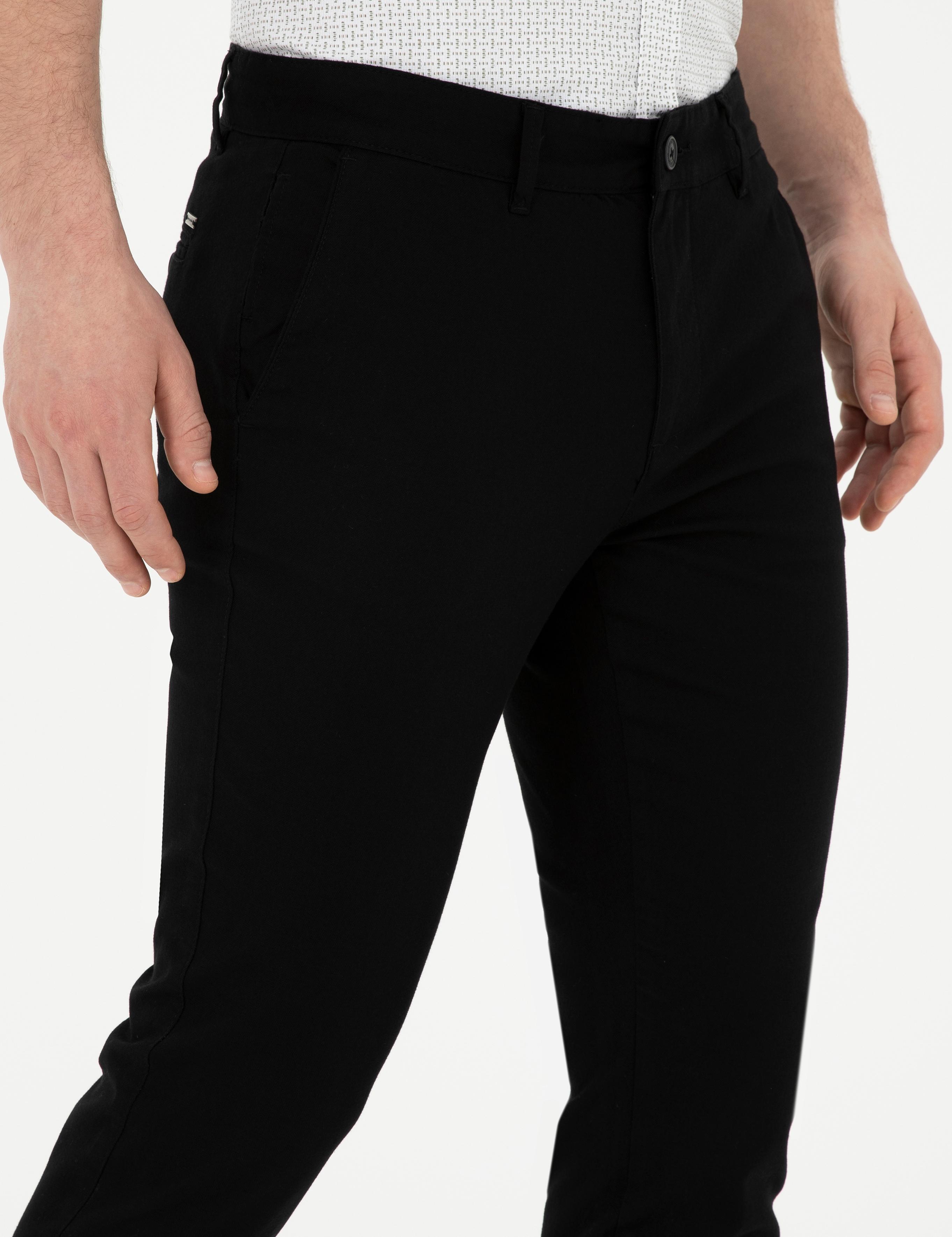 Siyah Slim Fit Kanvas Pantolon