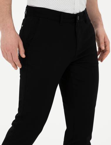 Siyah Slim Fit Kanvas Pantolon