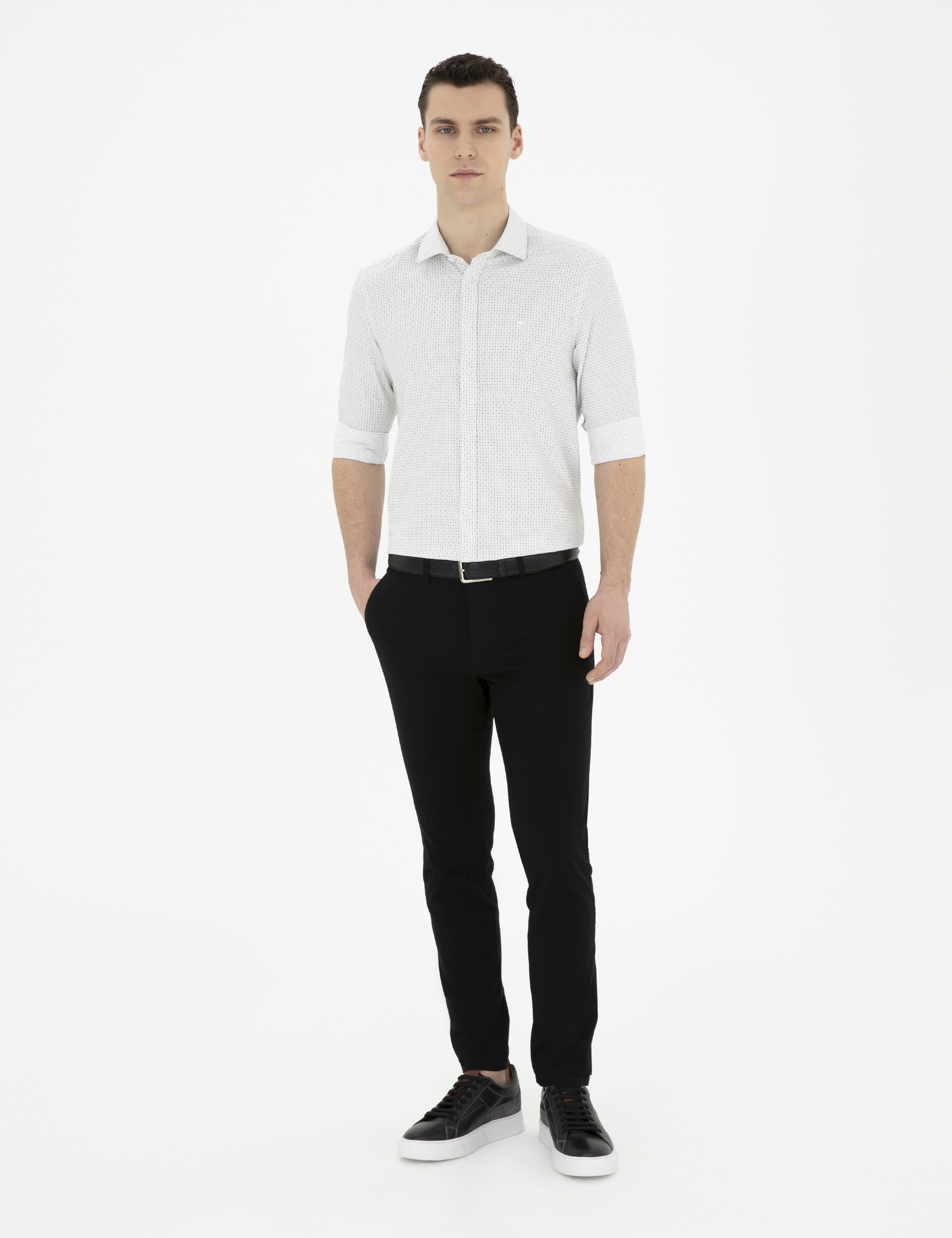 Siyah Slim Fit Kanvas Pantolon