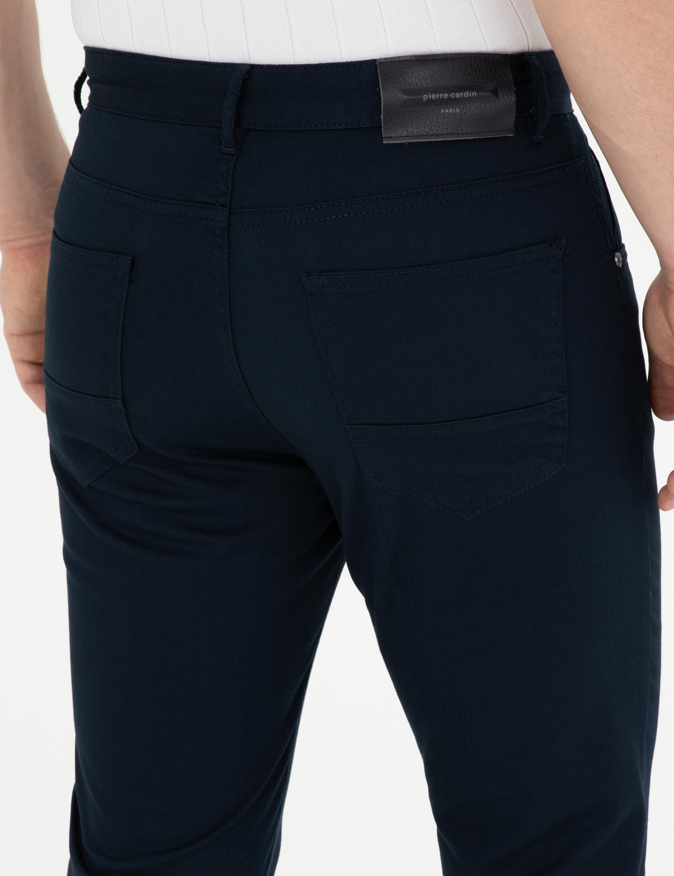 Lacivert Slim Fit Kanvas Pantolon