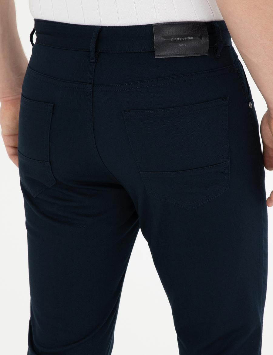 Lacivert Slim Fit Kanvas Pantolon