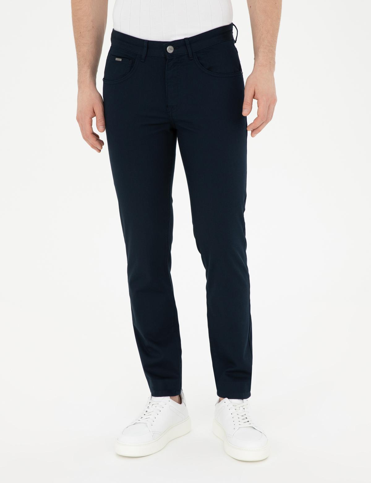 Lacivert Slim Fit Kanvas Pantolon - 50289196065