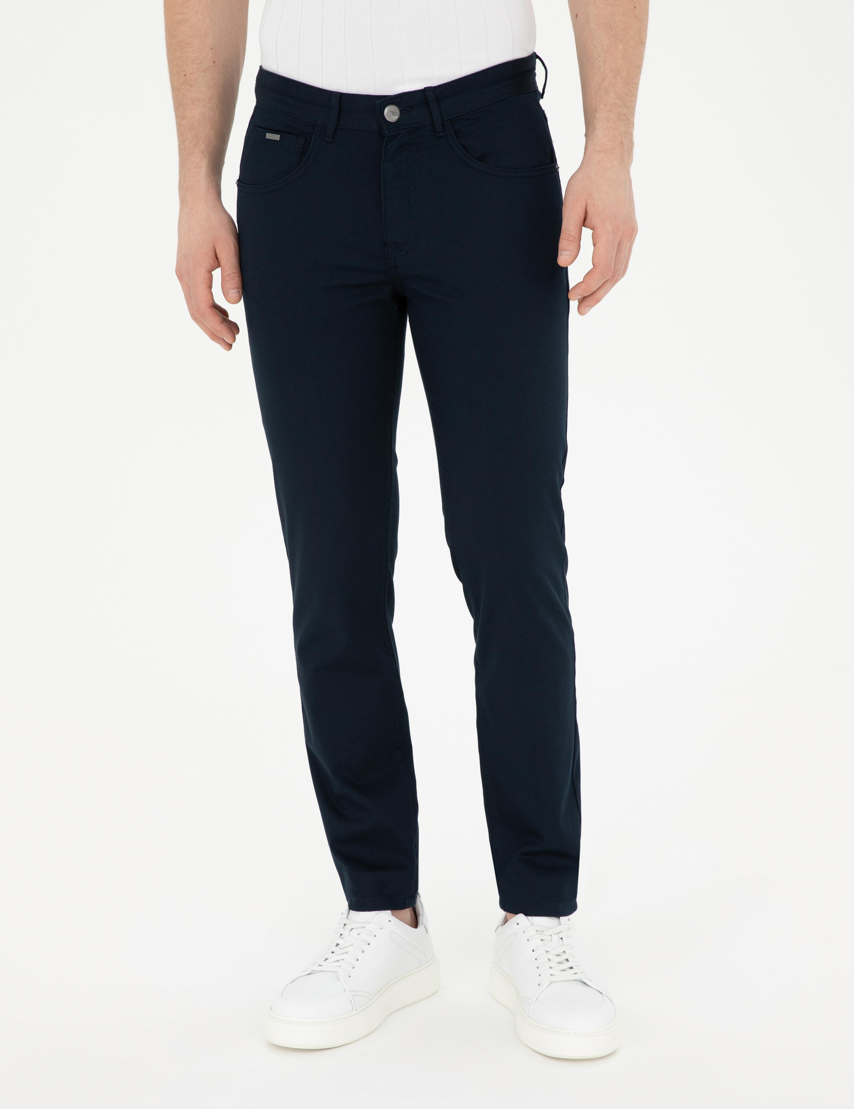 Lacivert Slim Fit Kanvas Pantolon