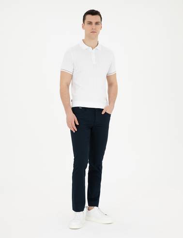 Lacivert Slim Fit Kanvas Pantolon