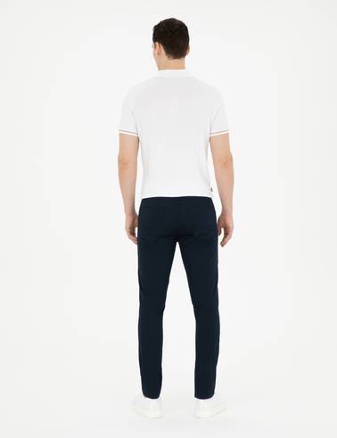 Lacivert Slim Fit Kanvas Pantolon