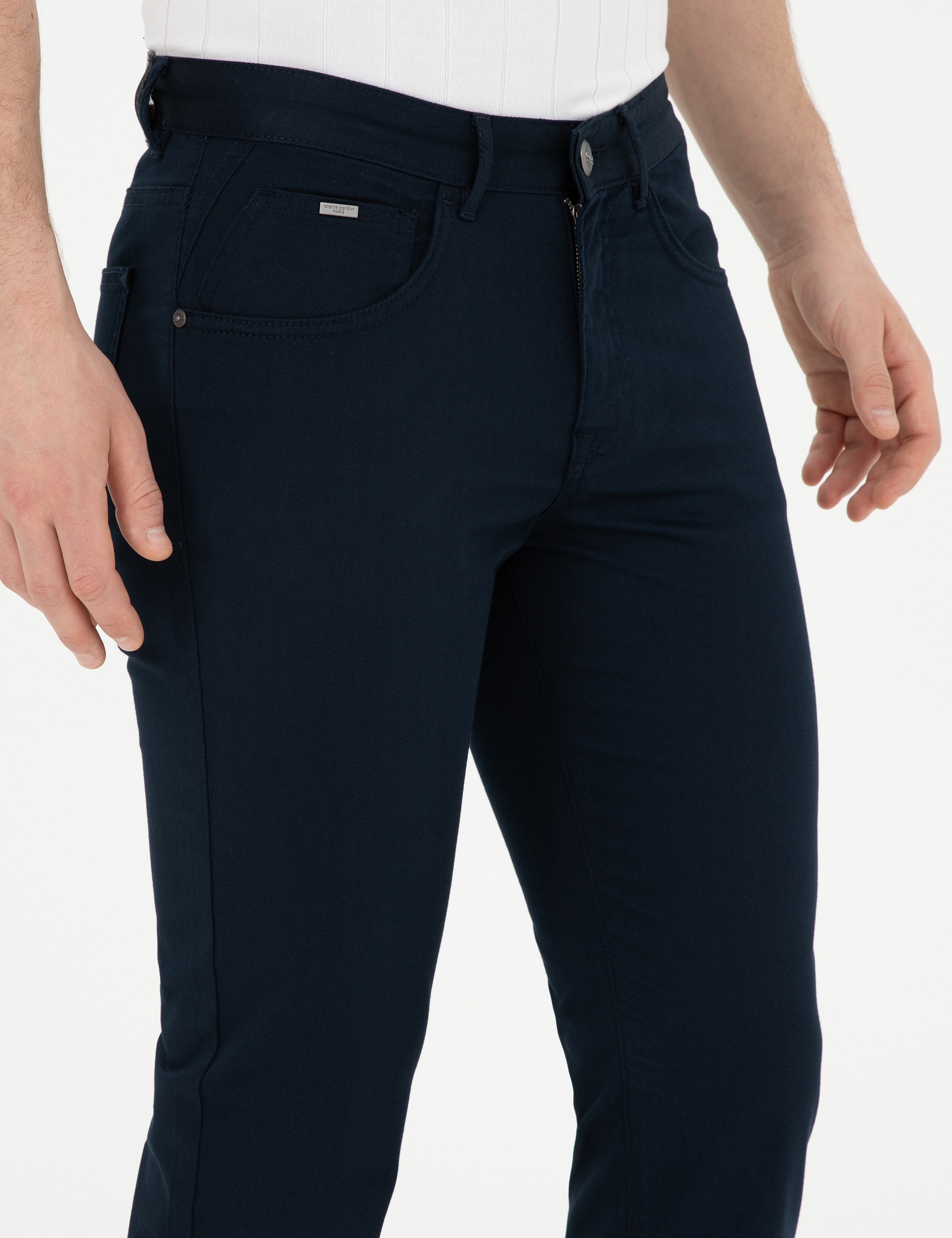 Lacivert Slim Fit Kanvas Pantolon - Image 5