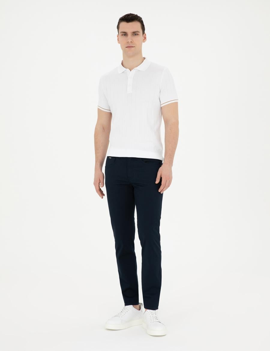 Lacivert Slim Fit Kanvas Pantolon