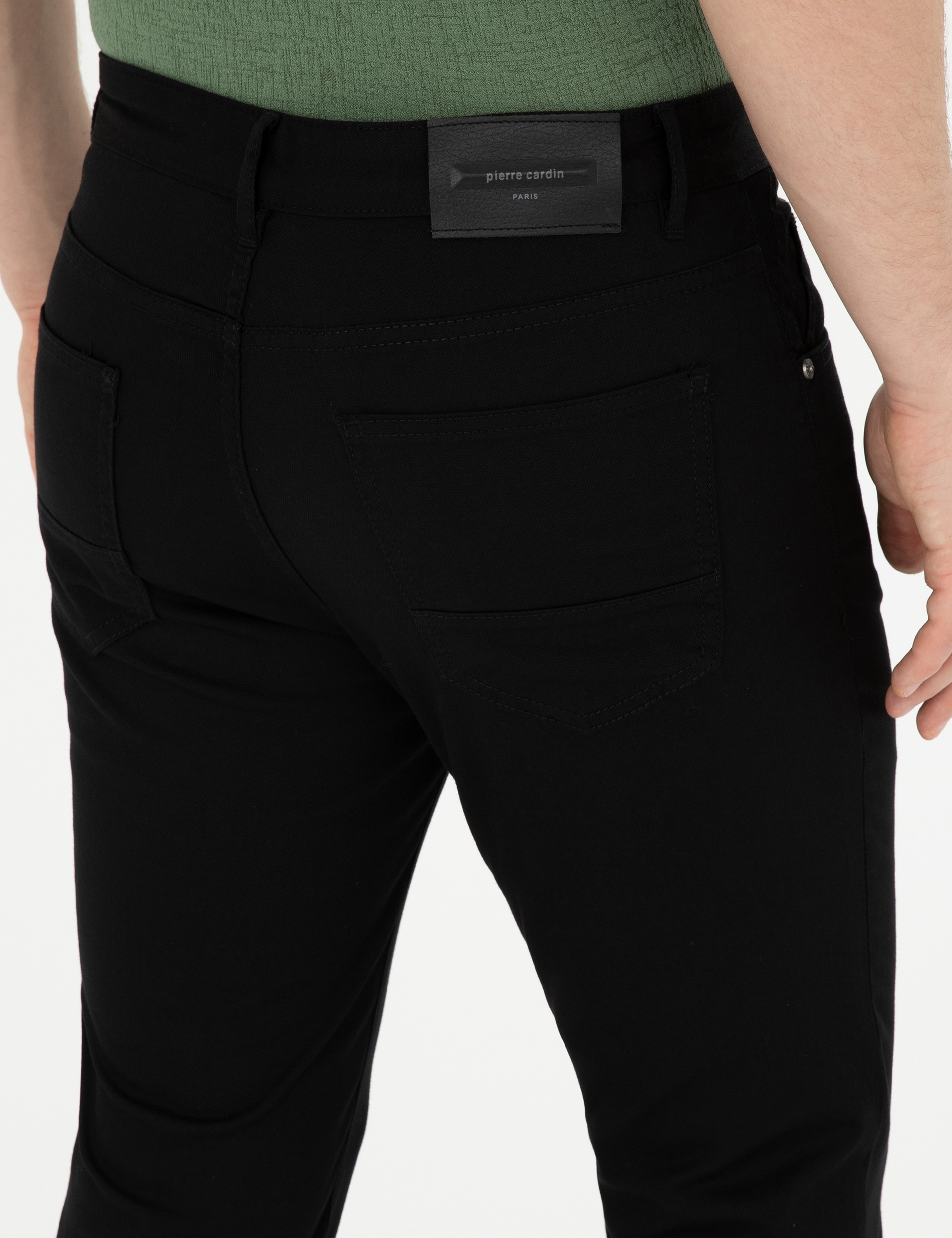 Siyah Slim Fit Kanvas Pantolon - Image 7