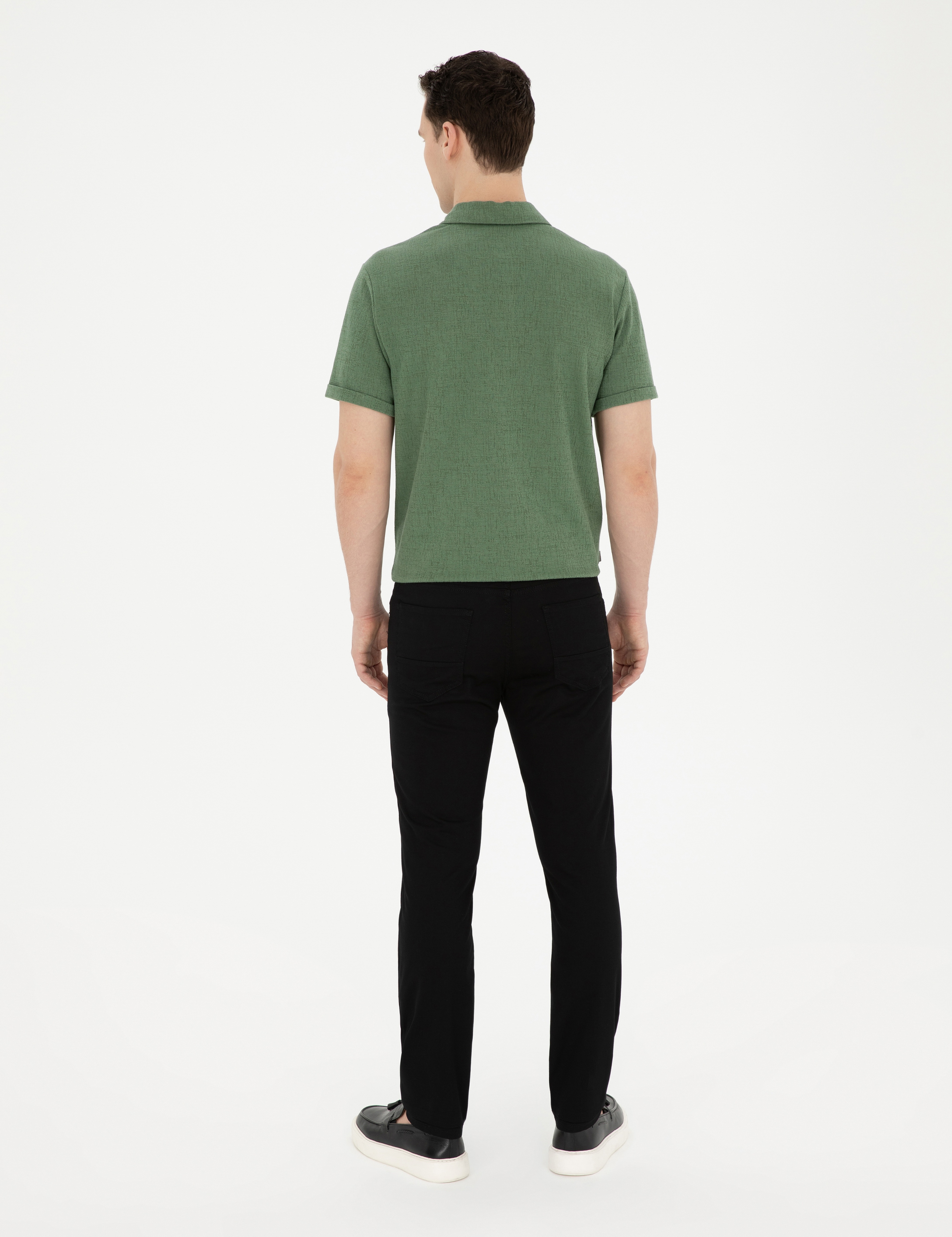 Siyah Slim Fit Kanvas Pantolon - Image 4