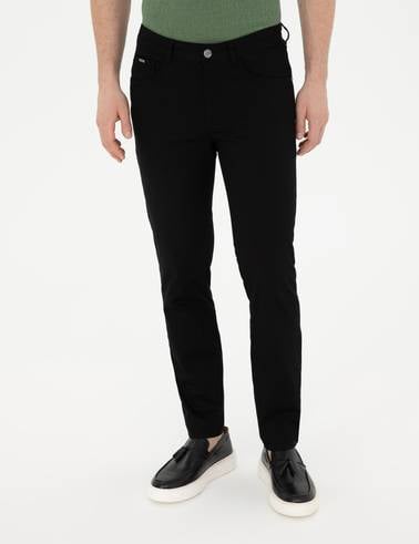 Siyah Slim Fit Kanvas Pantolon