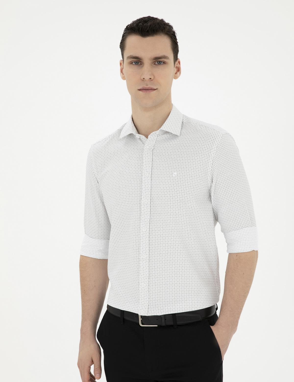 Yeşil Slim Fit Uzun Kollu Gömlek