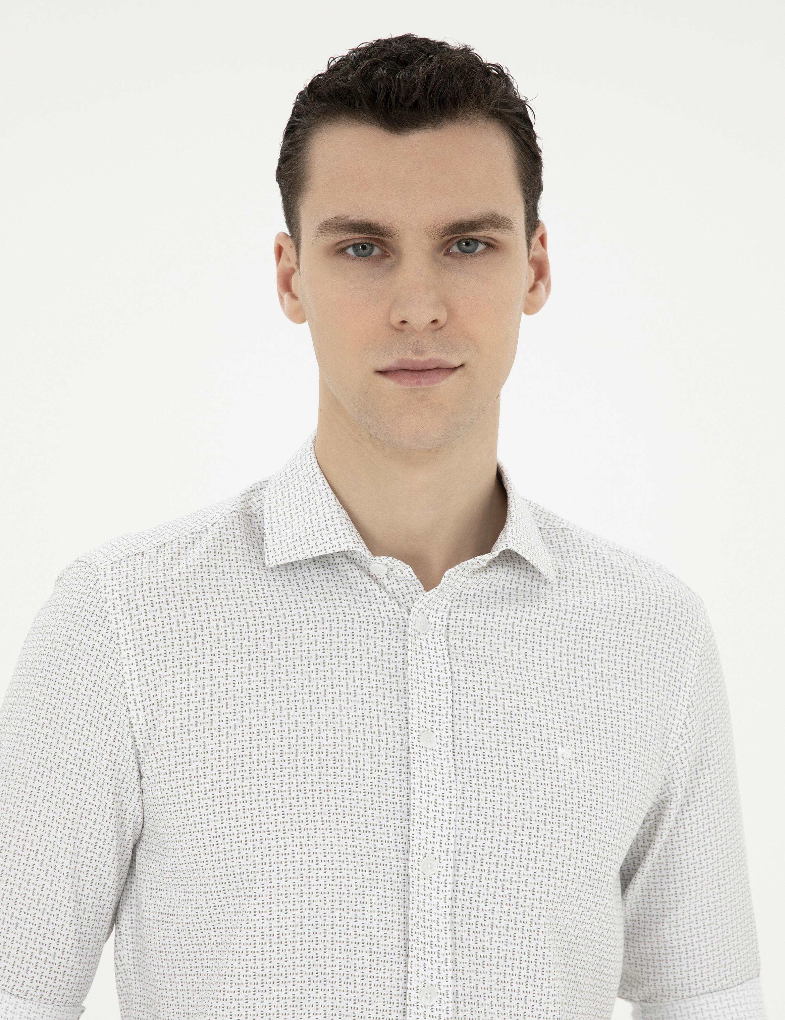 Yeşil Slim Fit Uzun Kollu Gömlek