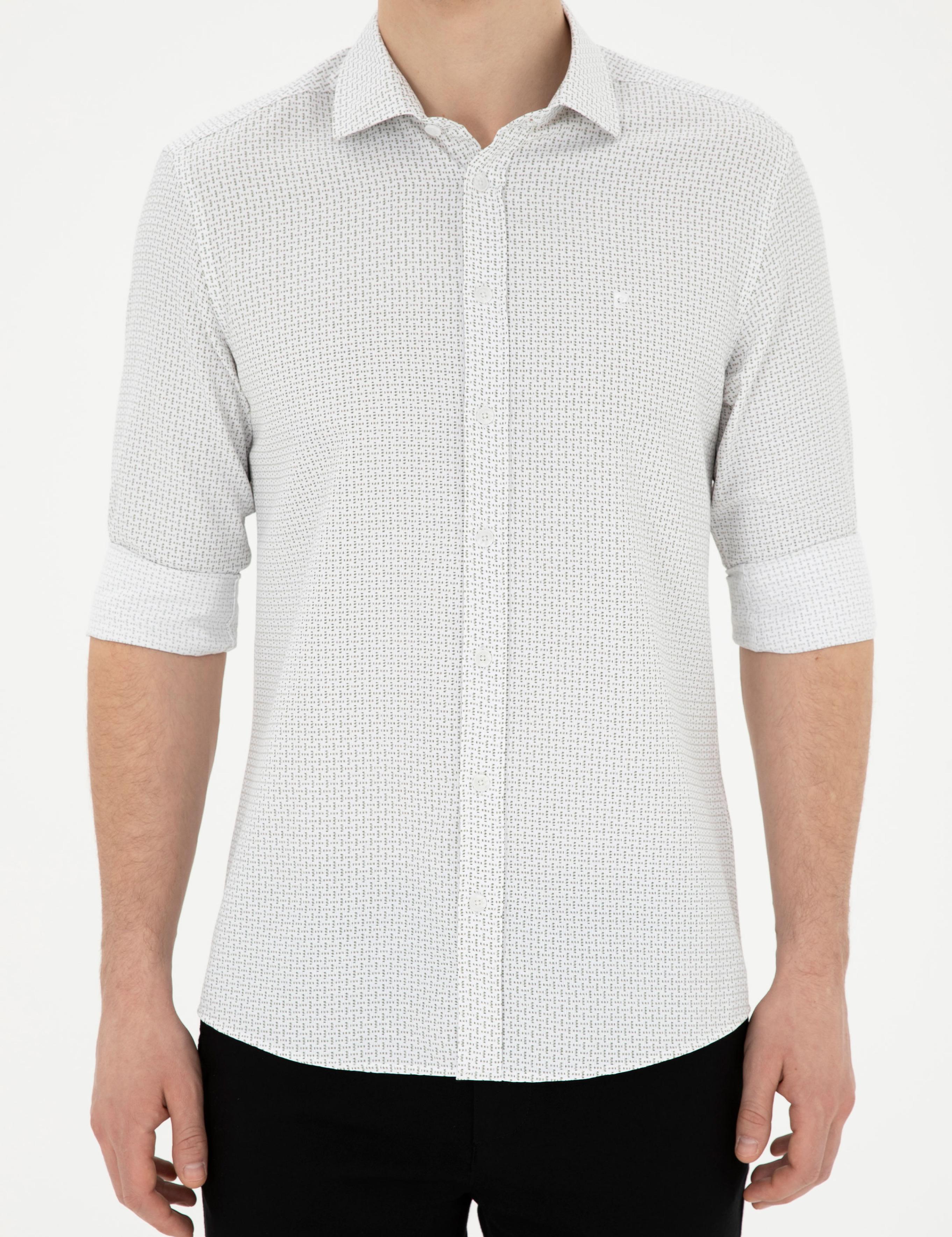 Yeşil Slim Fit Uzun Kollu Gömlek