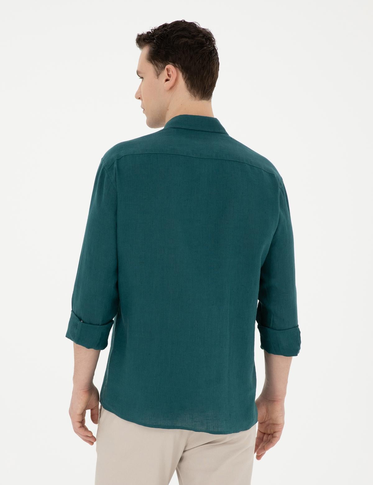 Zümrüt Keten Regular Fit Uzun Kollu Gömlek - 50284915073