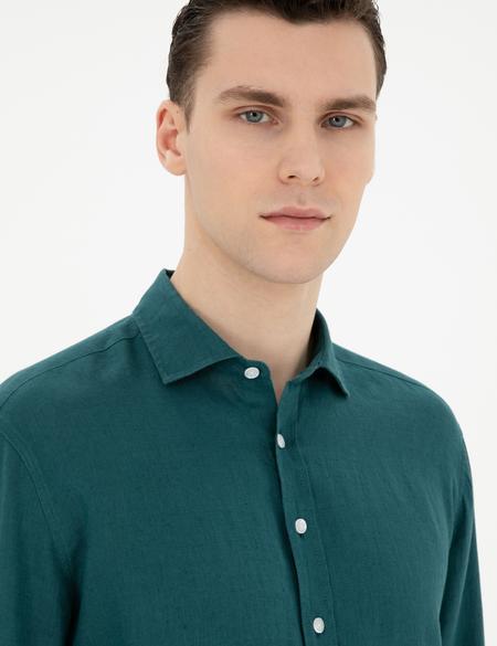 Zümrüt Keten Regular Fit Uzun Kollu Gömlek - 50284915073