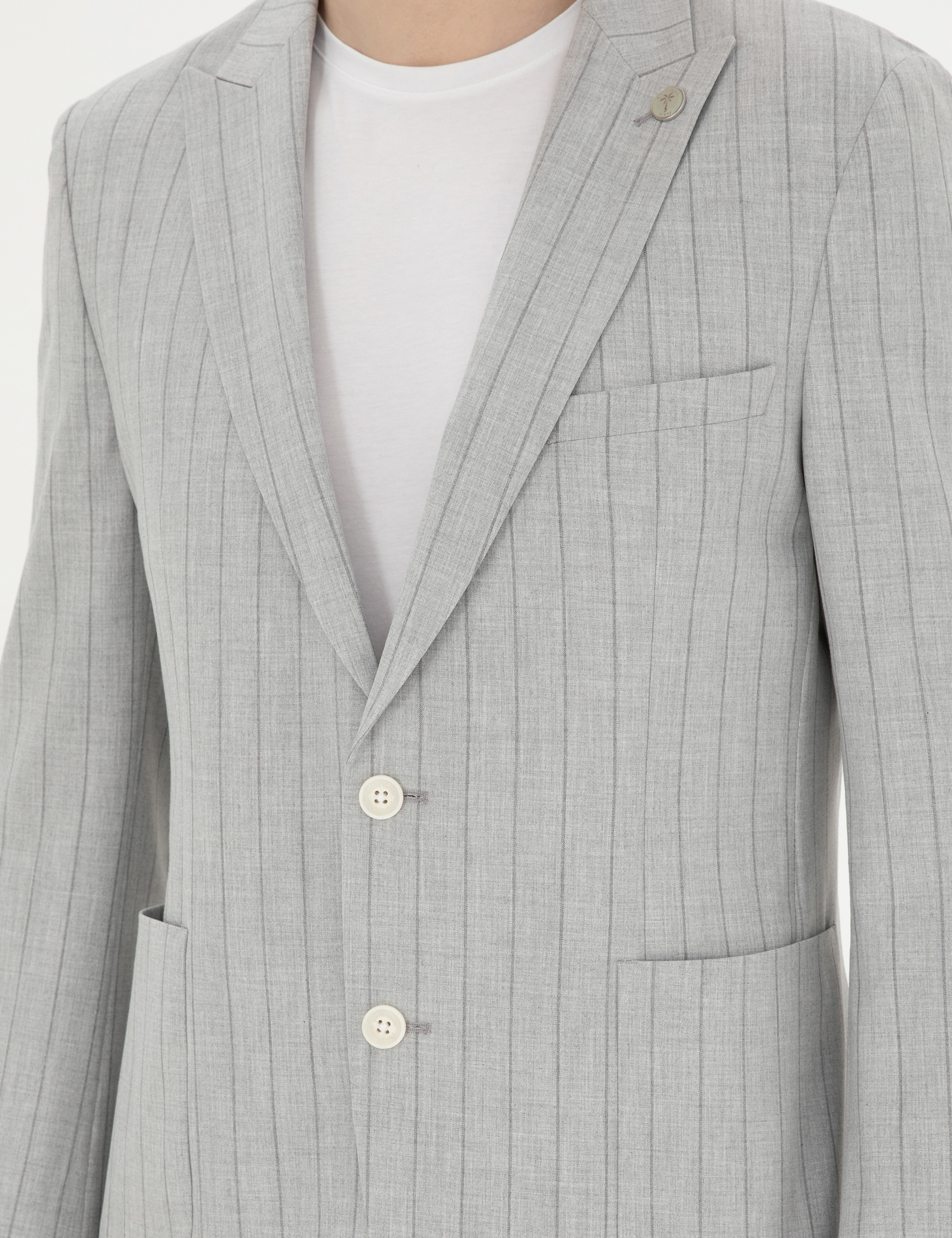 Gri Extra Slim Fit Çizgili Takım Elbise - Image 6