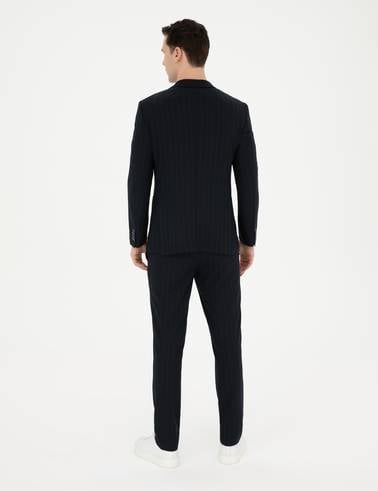 Lacivert Ex. Slim Fit Çizgili Takım Elbise