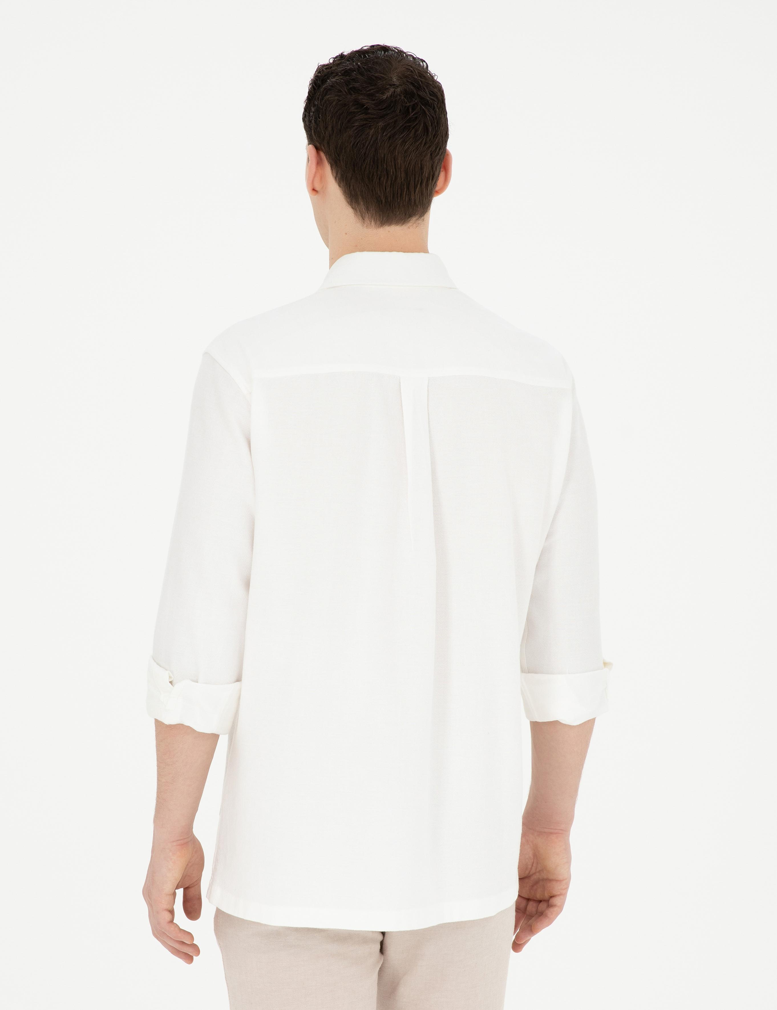 Bej Comfort Fit Uzun Kollu Gömlek