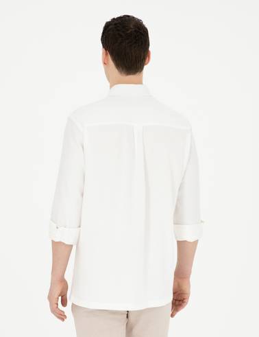 Bej Comfort Fit Uzun Kollu Gömlek