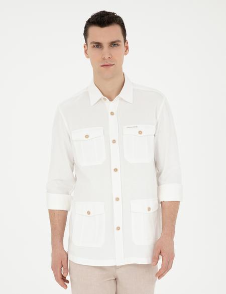 Bej Comfort Fit Uzun Kollu Gömlek - 50288044013