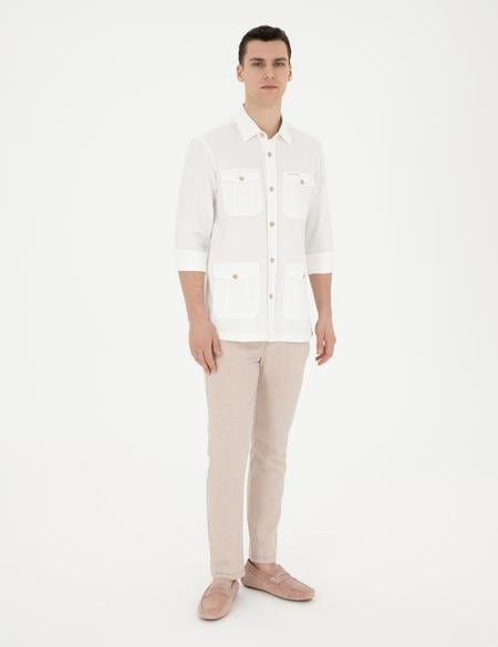 Bej Comfort Fit Uzun Kollu Gömlek - 50288044013