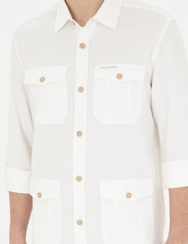 Bej Comfort Fit Uzun Kollu Gömlek