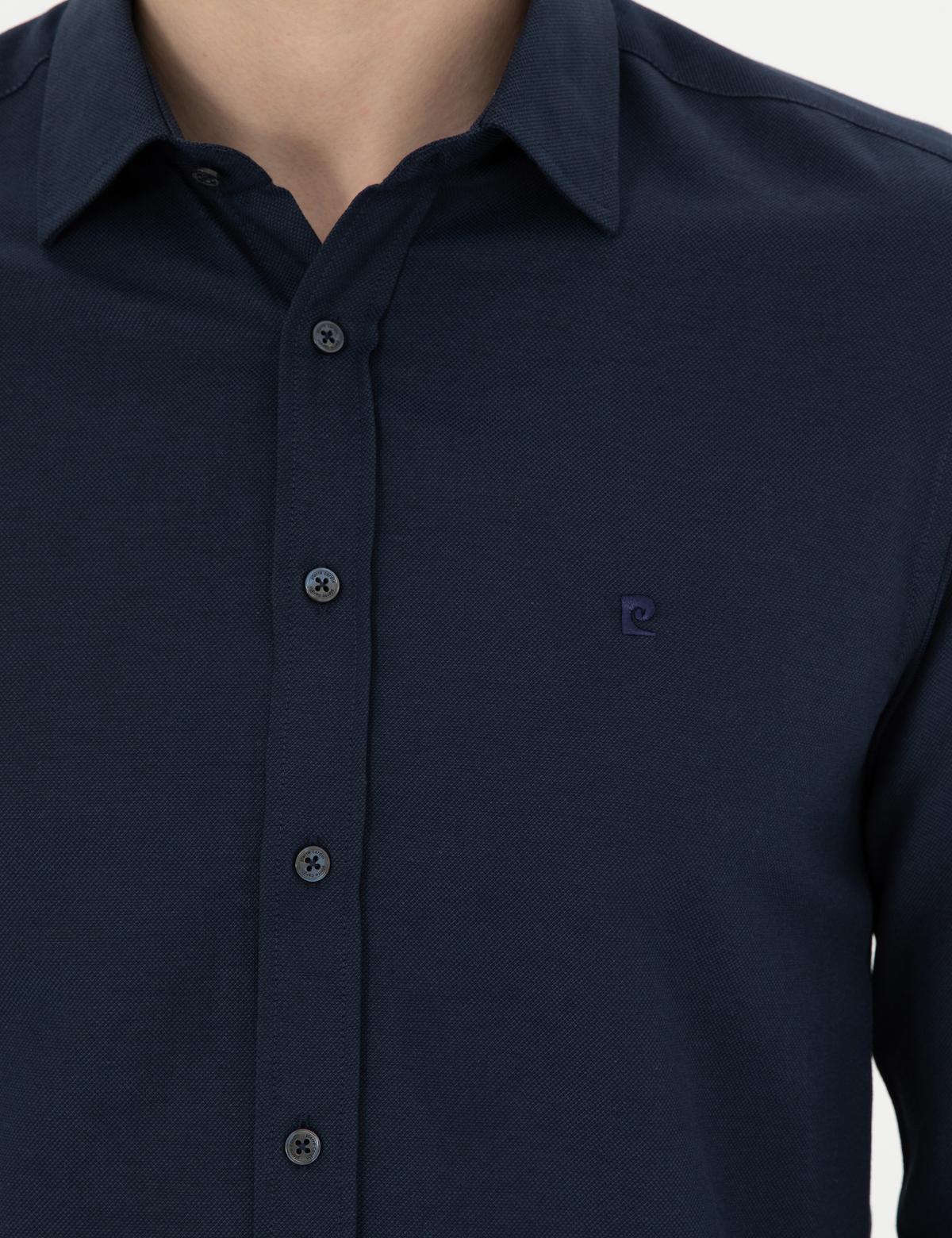 Lacivert Slim Fit Uzun Kollu Gömlek - 50285594007