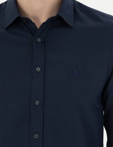 Lacivert Slim Fit Uzun Kollu Gömlek