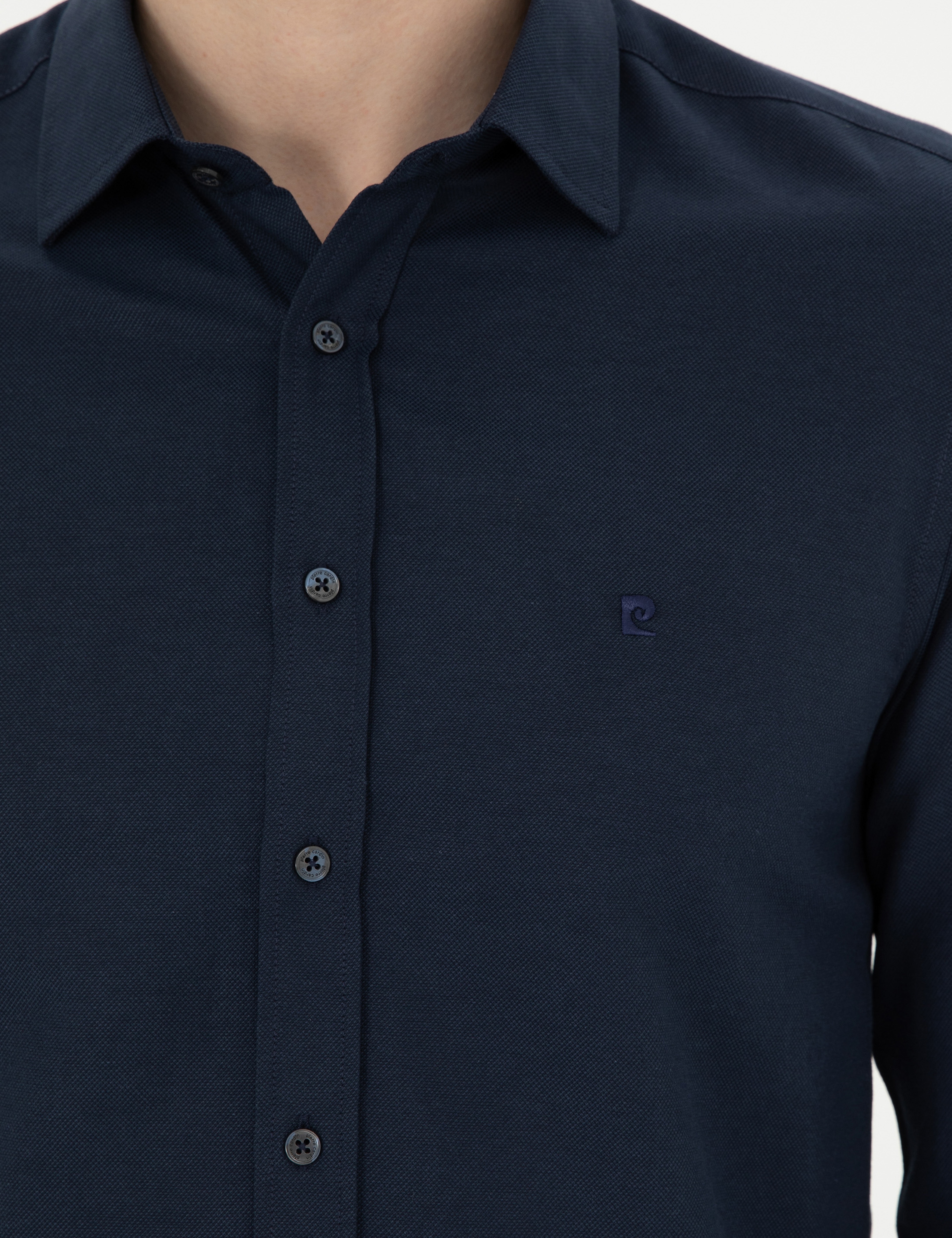 Lacivert Slim Fit Uzun Kollu Gömlek - Image 7