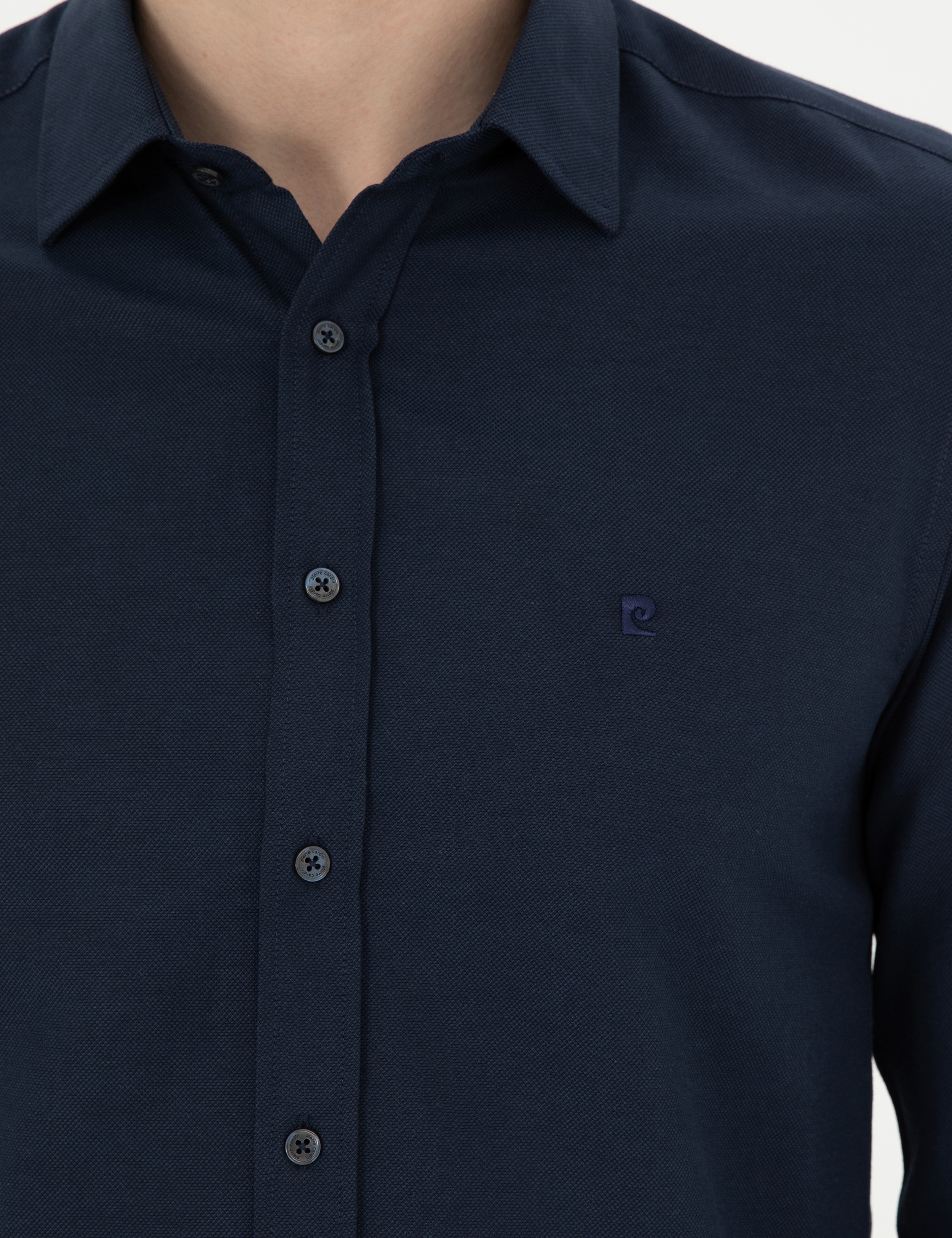 Lacivert Slim Fit Uzun Kollu Gömlek