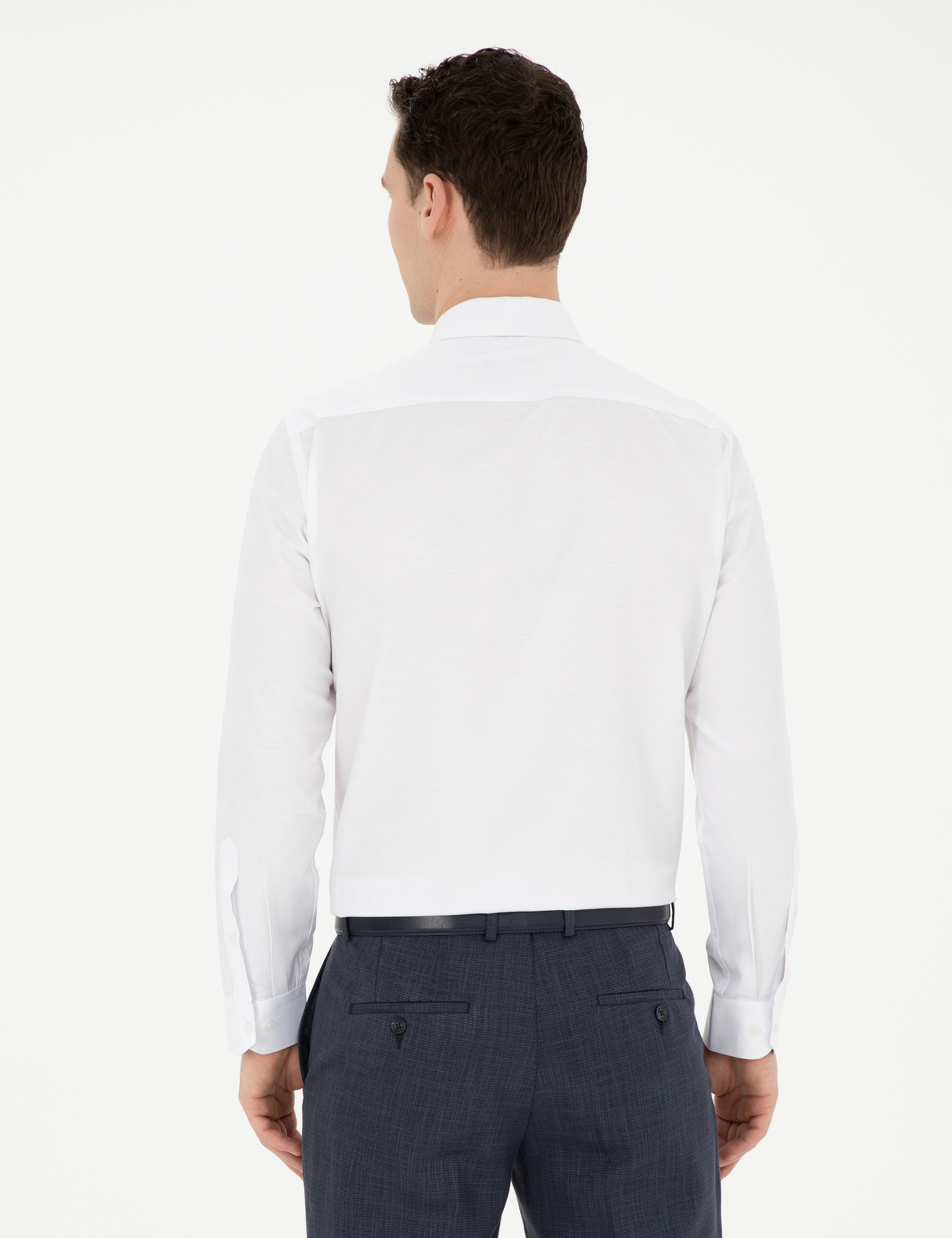 Beyaz Slim Fit Klasik Gömlek - Image 5