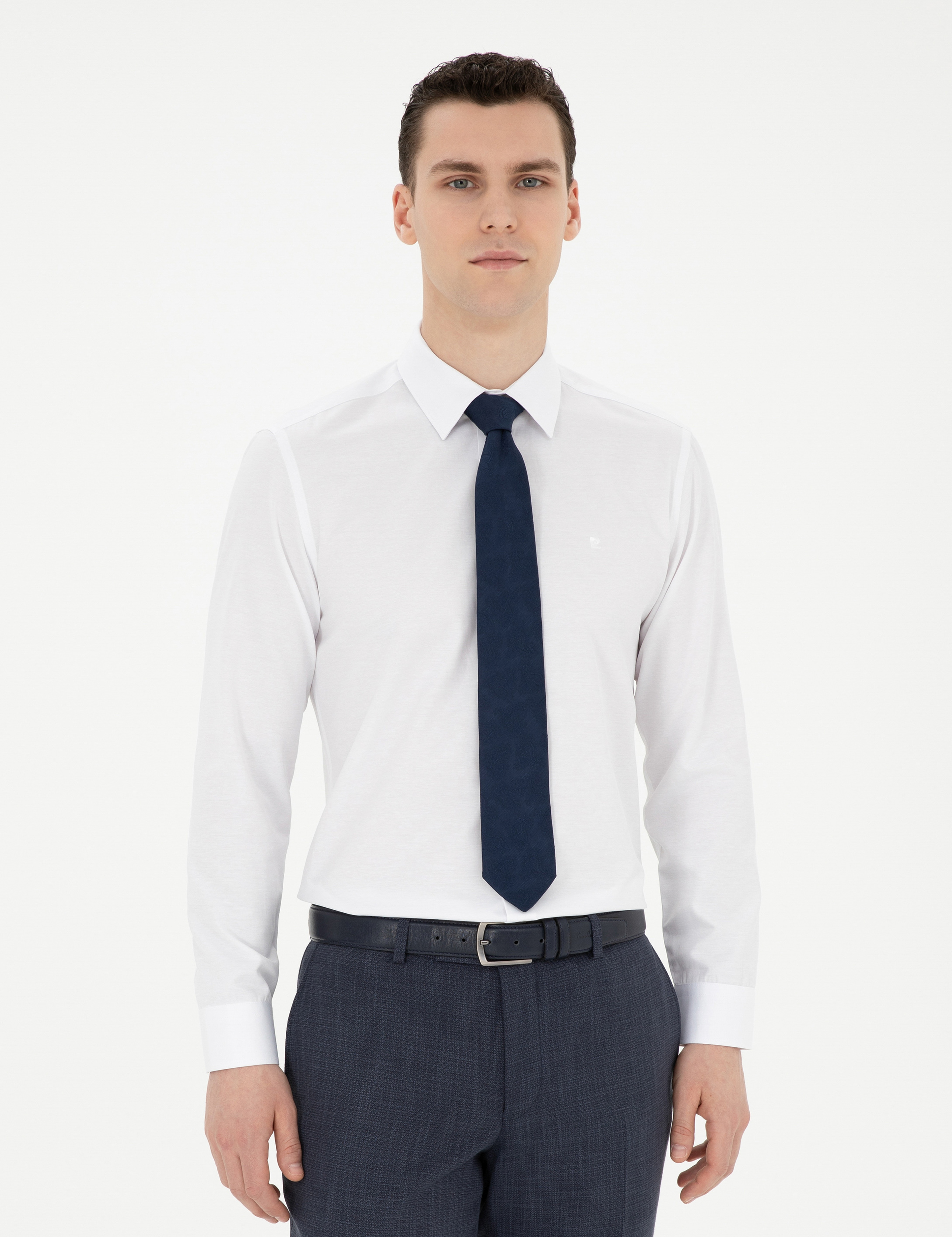 Beyaz Slim Fit Klasik Gömlek - Image 3