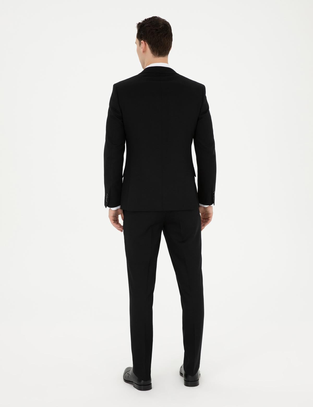 Siyah Ekstra Slim Fit Yelekli Takım Elbise - 50285274030