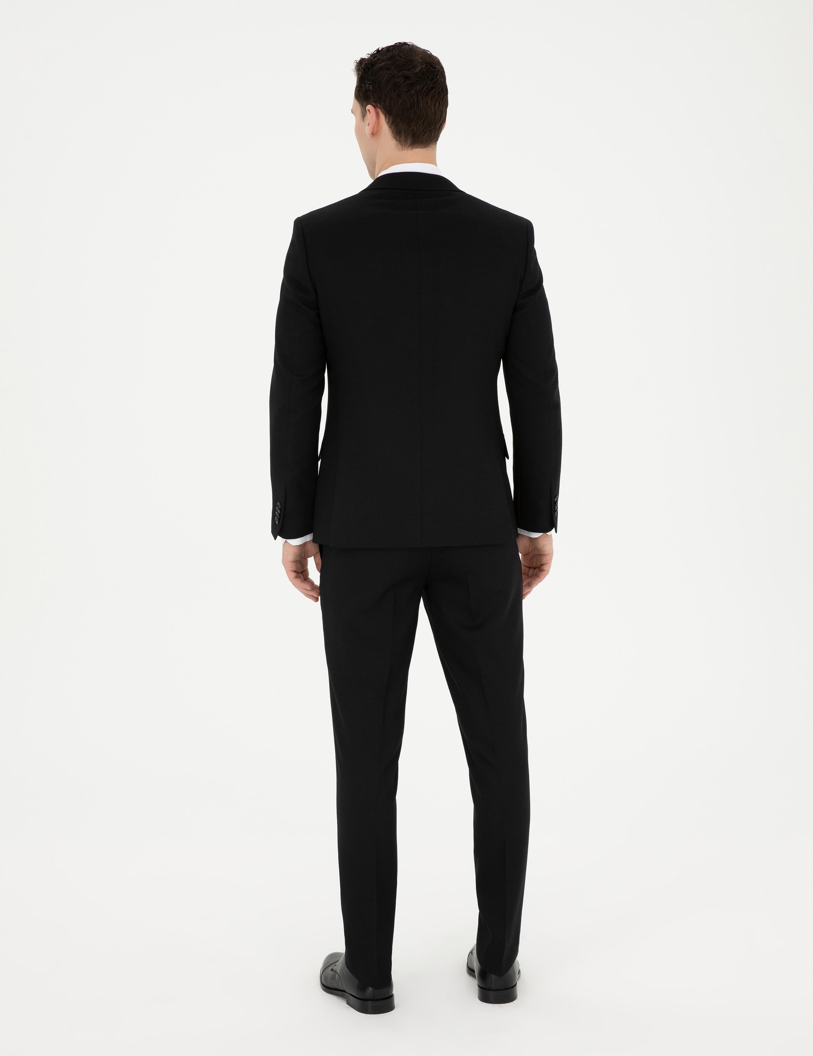 Siyah Ekstra Slim Fit Yelekli Takım Elbise