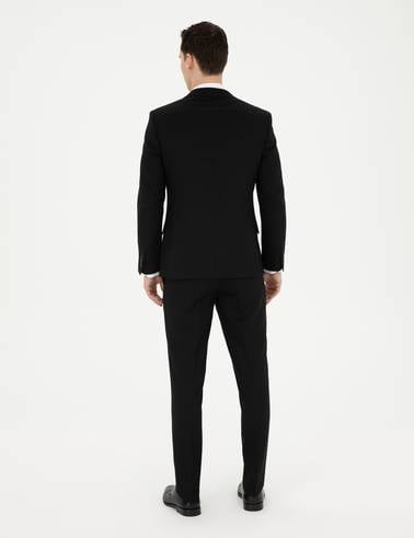 Siyah Ekstra Slim Fit Yelekli Takım Elbise